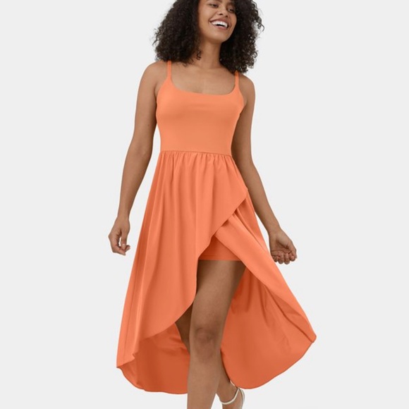 HALARA Dresses & Skirts - Halara Backless High Low 2-Piece Side Pocket Flowy Midi Quick Dry Casual Dress